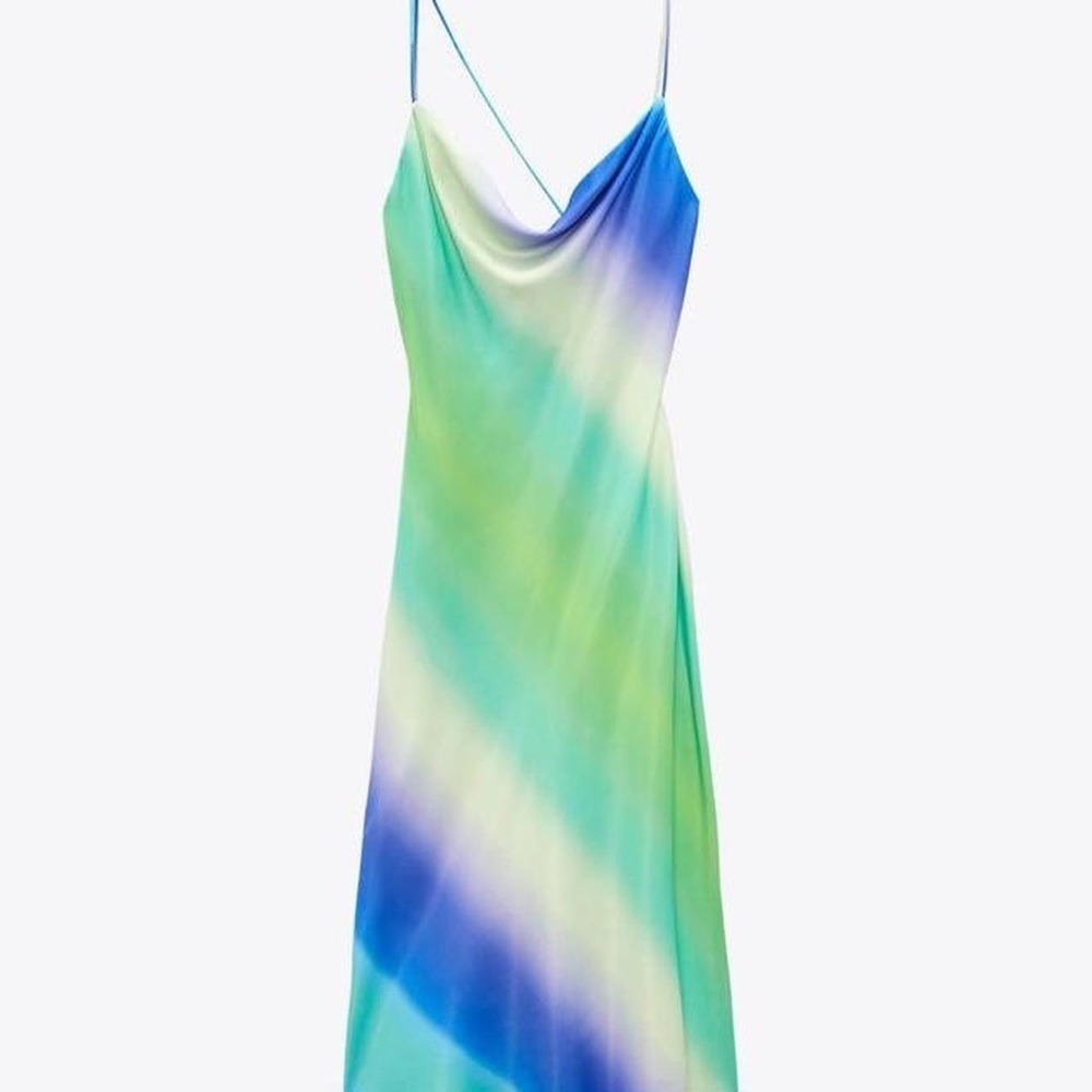 Zara Tie Dye Satin Effect MIDI Dress women’s Small - Picture 2 of 11